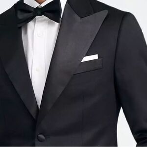 NWOT Indochino | Mens Black Satin Trim Tuxedo Suit Blazer 48R